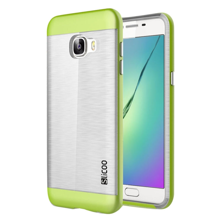 SLiCOO for Galaxy C5 / C500 Concise Fashion Separable Dichromatic Brushed Texture Transparent TPU + Electroplating PC Combination Case