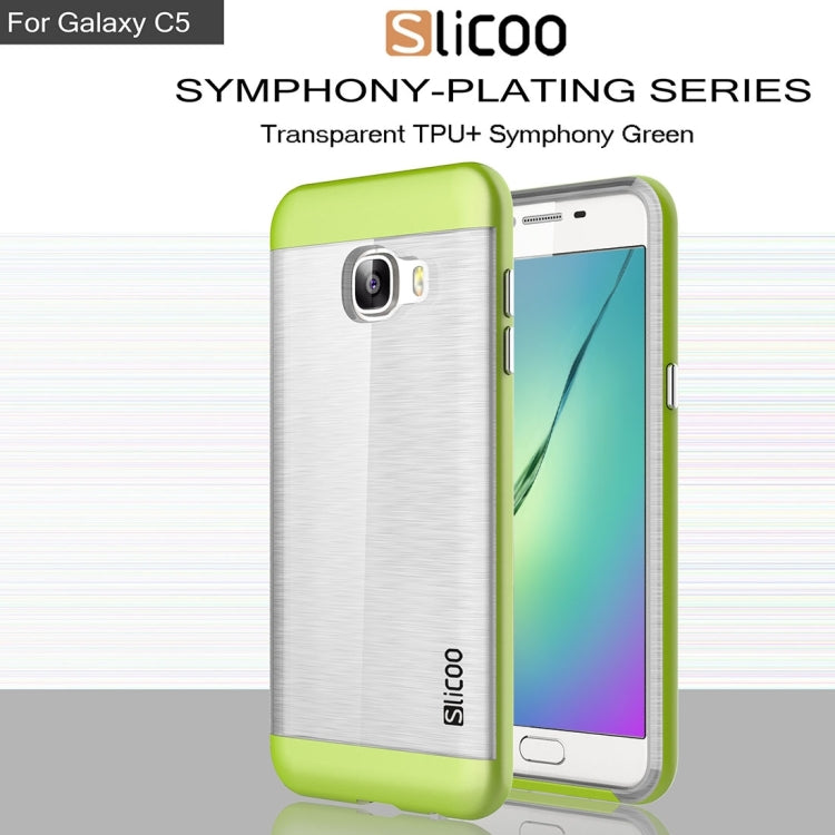 SLiCOO for Galaxy C5 / C500 Concise Fashion Separable Dichromatic Brushed Texture Transparent TPU + Electroplating PC Combination Case