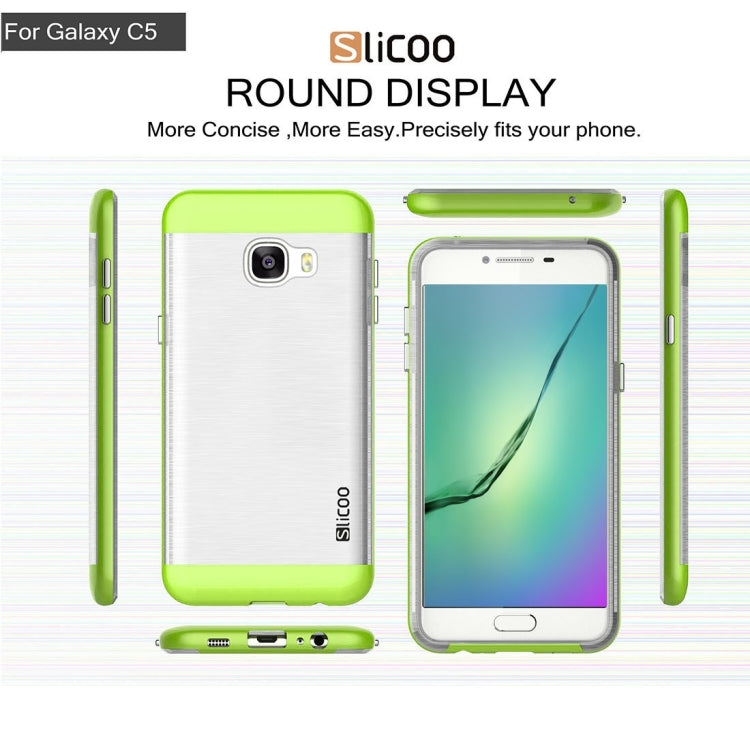 SLiCOO for Galaxy C5 / C500 Concise Fashion Separable Dichromatic Brushed Texture Transparent TPU + Electroplating PC Combination Case