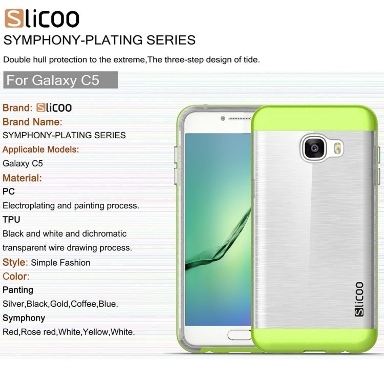 SLiCOO for Galaxy C5 / C500 Concise Fashion Separable Dichromatic Brushed Texture Transparent TPU + Electroplating PC Combination Case