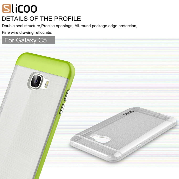 SLiCOO for Galaxy C5 / C500 Concise Fashion Separable Dichromatic Brushed Texture Transparent TPU + Electroplating PC Combination Case