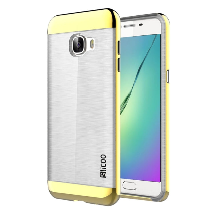 SLiCOO for Galaxy C5 / C500 Concise Fashion Separable Dichromatic Brushed Texture Transparent TPU + Electroplating PC Combination Case