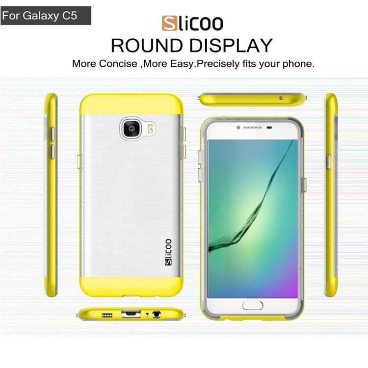 SLiCOO for Galaxy C5 / C500 Concise Fashion Separable Dichromatic Brushed Texture Transparent TPU + Electroplating PC Combination Case