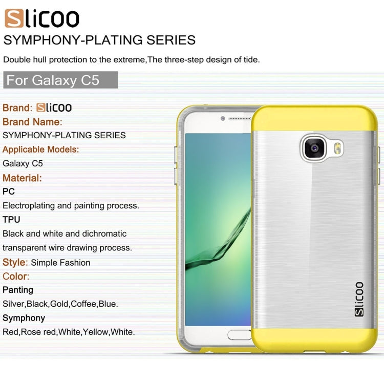 SLiCOO for Galaxy C5 / C500 Concise Fashion Separable Dichromatic Brushed Texture Transparent TPU + Electroplating PC Combination Case
