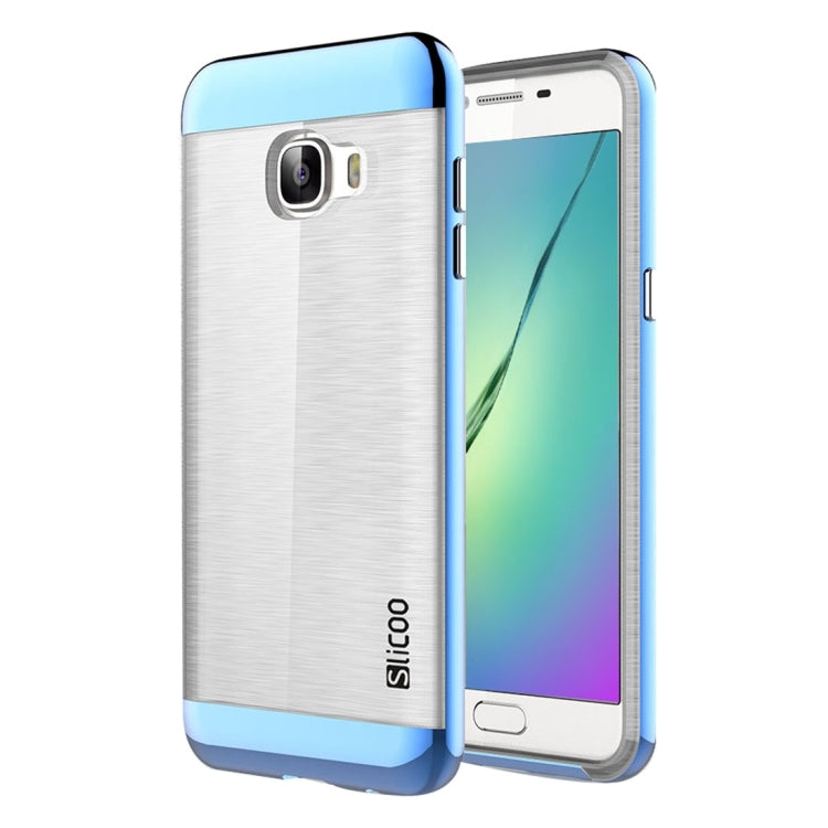 SLiCOO for Galaxy C5 / C500 Concise Fashion Separable Dichromatic Brushed Texture Transparent TPU + Electroplating PC Combination Case