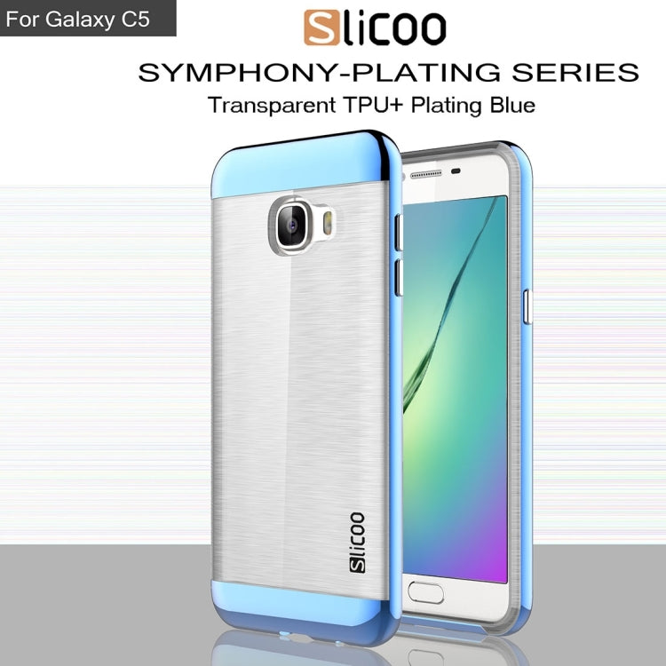 SLiCOO for Galaxy C5 / C500 Concise Fashion Separable Dichromatic Brushed Texture Transparent TPU + Electroplating PC Combination Case