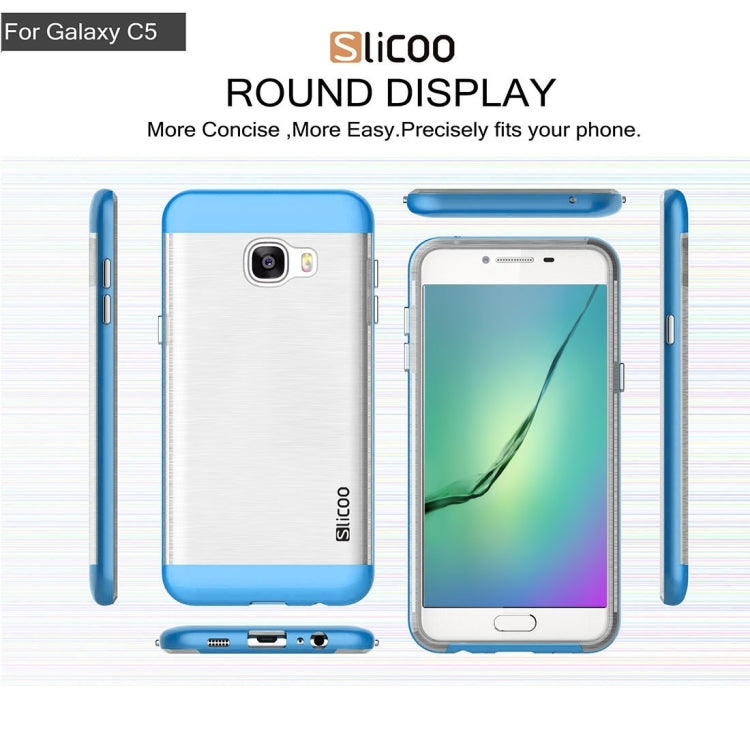 SLiCOO for Galaxy C5 / C500 Concise Fashion Separable Dichromatic Brushed Texture Transparent TPU + Electroplating PC Combination Case