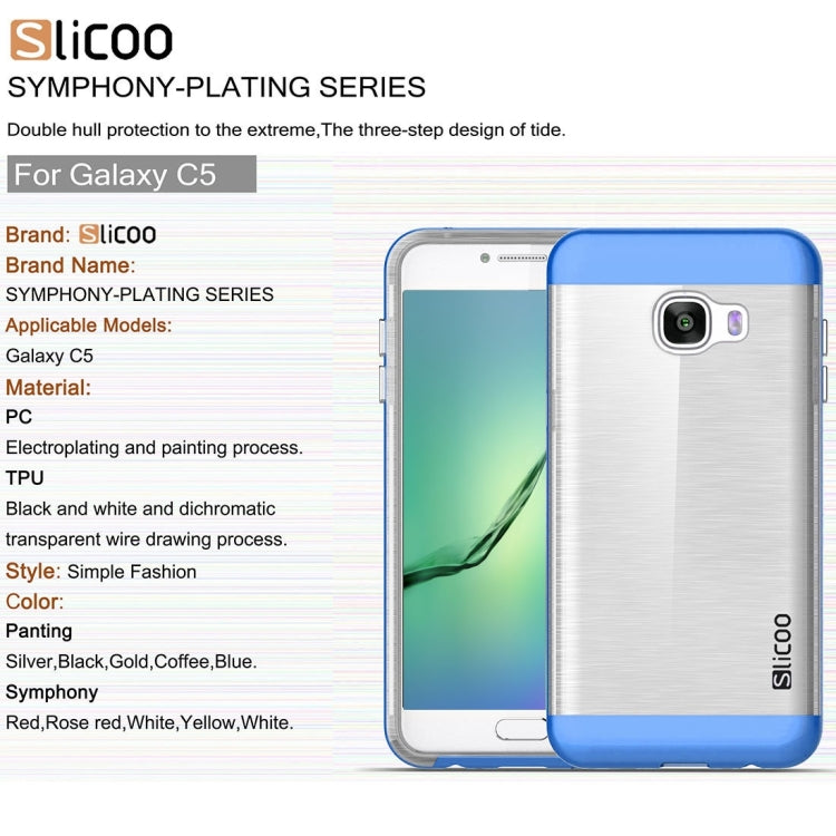 SLiCOO for Galaxy C5 / C500 Concise Fashion Separable Dichromatic Brushed Texture Transparent TPU + Electroplating PC Combination Case
