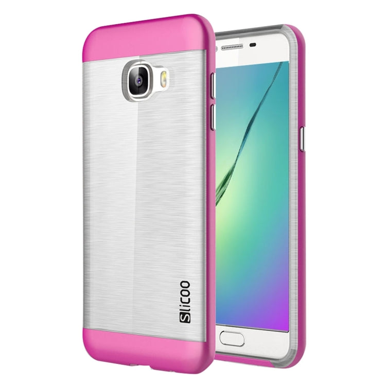 SLiCOO for Galaxy C5 / C500 Concise Fashion Separable Dichromatic Brushed Texture Transparent TPU + Electroplating PC Combination Case