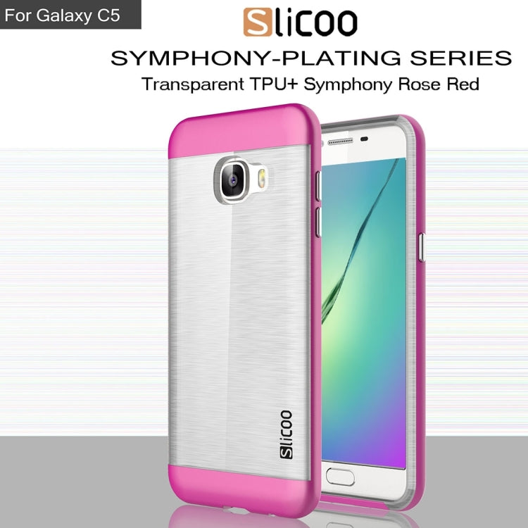 SLiCOO for Galaxy C5 / C500 Concise Fashion Separable Dichromatic Brushed Texture Transparent TPU + Electroplating PC Combination Case