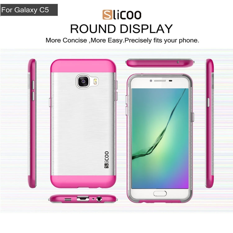 SLiCOO for Galaxy C5 / C500 Concise Fashion Separable Dichromatic Brushed Texture Transparent TPU + Electroplating PC Combination Case
