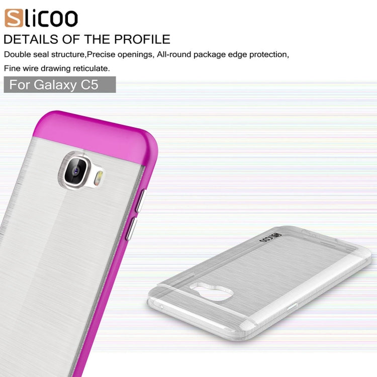 SLiCOO for Galaxy C5 / C500 Concise Fashion Separable Dichromatic Brushed Texture Transparent TPU + Electroplating PC Combination Case