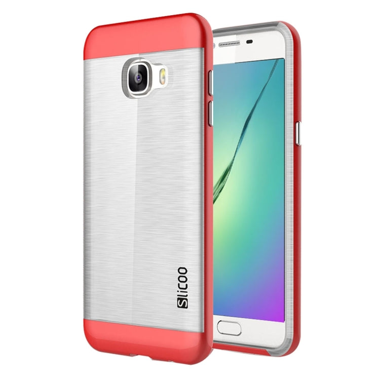 SLiCOO for Galaxy C5 / C500 Concise Fashion Separable Dichromatic Brushed Texture Transparent TPU + Electroplating PC Combination Case