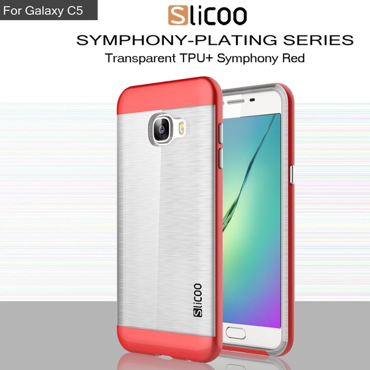 SLiCOO for Galaxy C5 / C500 Concise Fashion Separable Dichromatic Brushed Texture Transparent TPU + Electroplating PC Combination Case