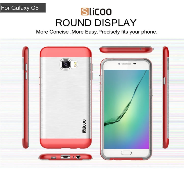 SLiCOO for Galaxy C5 / C500 Concise Fashion Separable Dichromatic Brushed Texture Transparent TPU + Electroplating PC Combination Case