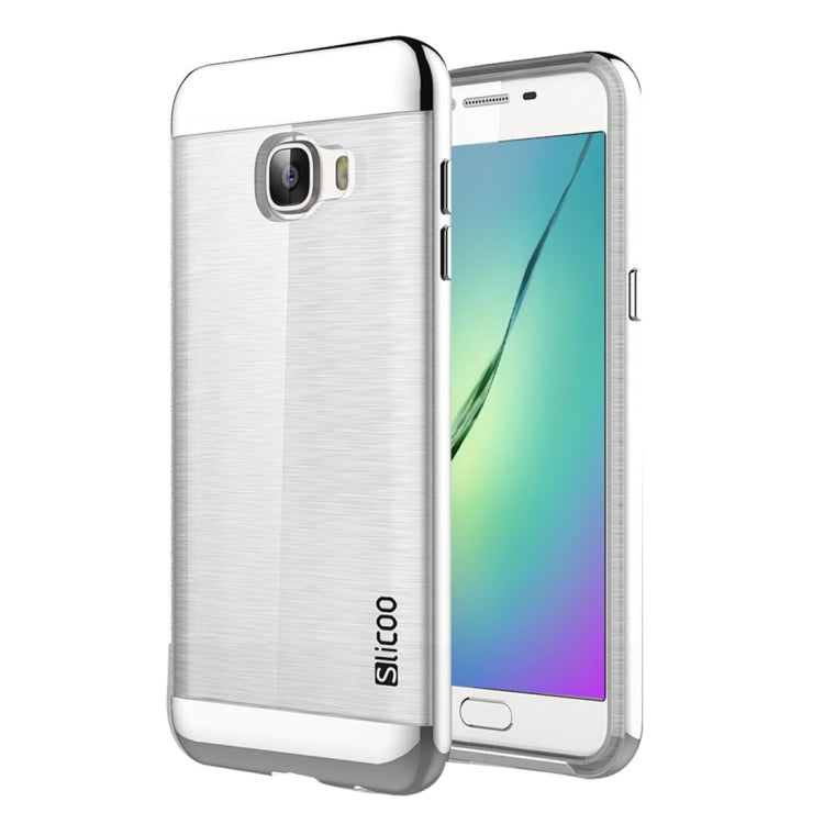 SLiCOO for Galaxy C5 / C500 Concise Fashion Separable Dichromatic Brushed Texture Transparent TPU + Electroplating PC Combination Case