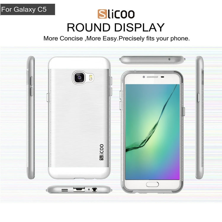 SLiCOO for Galaxy C5 / C500 Concise Fashion Separable Dichromatic Brushed Texture Transparent TPU + Electroplating PC Combination Case