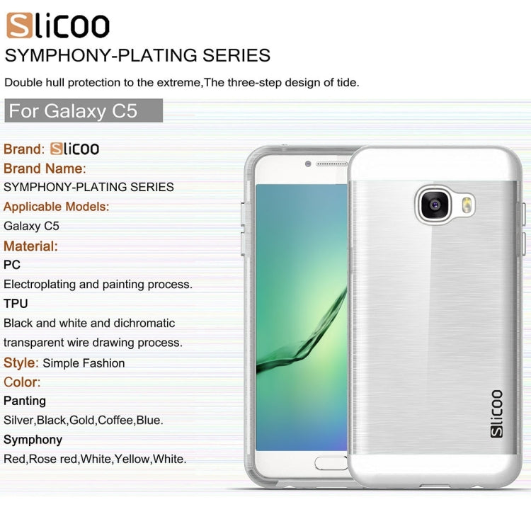 SLiCOO for Galaxy C5 / C500 Concise Fashion Separable Dichromatic Brushed Texture Transparent TPU + Electroplating PC Combination Case
