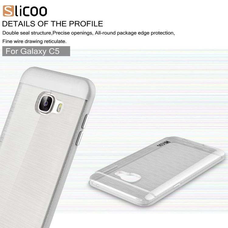 SLiCOO for Galaxy C5 / C500 Concise Fashion Separable Dichromatic Brushed Texture Transparent TPU + Electroplating PC Combination Case