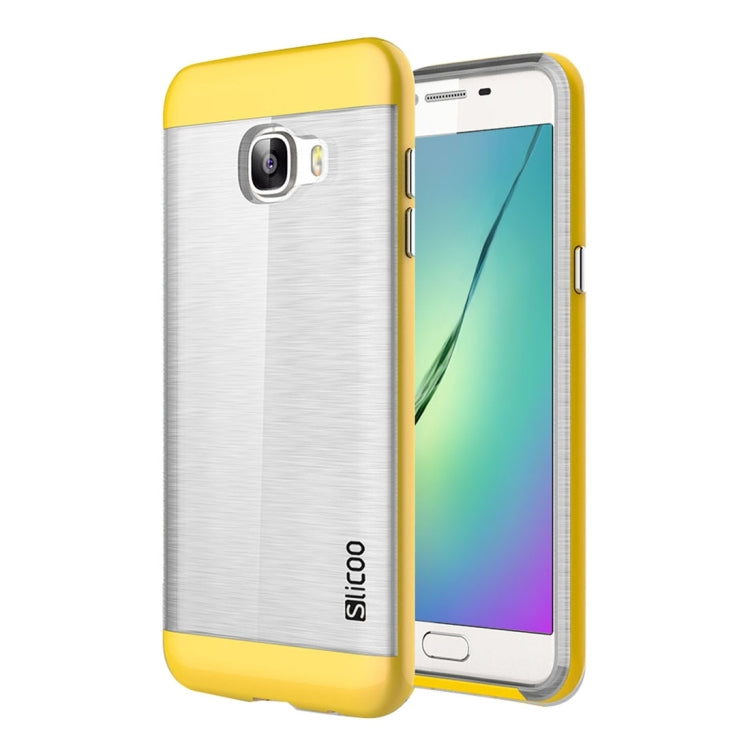 SLiCOO for Galaxy C5 / C500 Concise Fashion Separable Dichromatic Brushed Texture Transparent TPU + Electroplating PC Combination Case