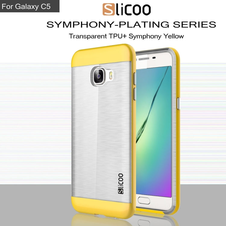 SLiCOO for Galaxy C5 / C500 Concise Fashion Separable Dichromatic Brushed Texture Transparent TPU + Electroplating PC Combination Case