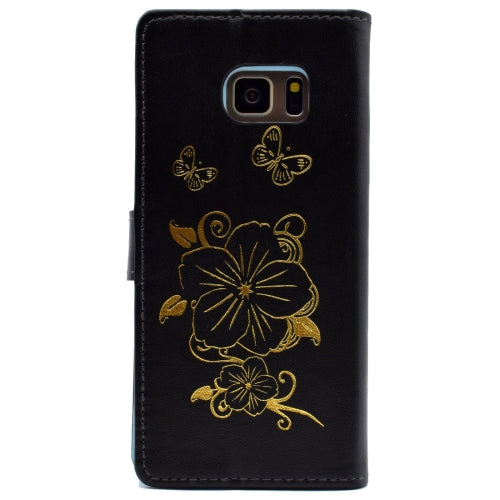 For Galaxy Note 7 / N930 Bronzing Butterfly Pattern Horizontal Flip PU Leather Case with Holder & Card Slots & Wallet