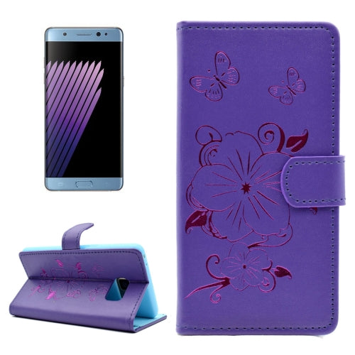 For Galaxy Note 7 / N930 Bronzing Butterfly Pattern Horizontal Flip PU Leather Case with Holder & Card Slots & Wallet