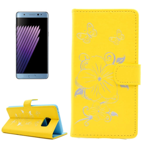 For Galaxy Note 7 / N930 Bronzing Butterfly Pattern Horizontal Flip PU Leather Case with Holder & Card Slots & Wallet