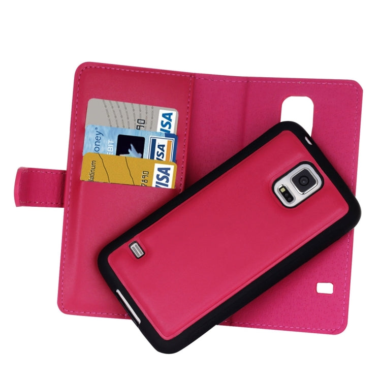 For Galaxy S5 Plain Weave Texture Zipper Horizontal Flip Leather Case with Detachable Back Protective Case & Card Slots & Wallet