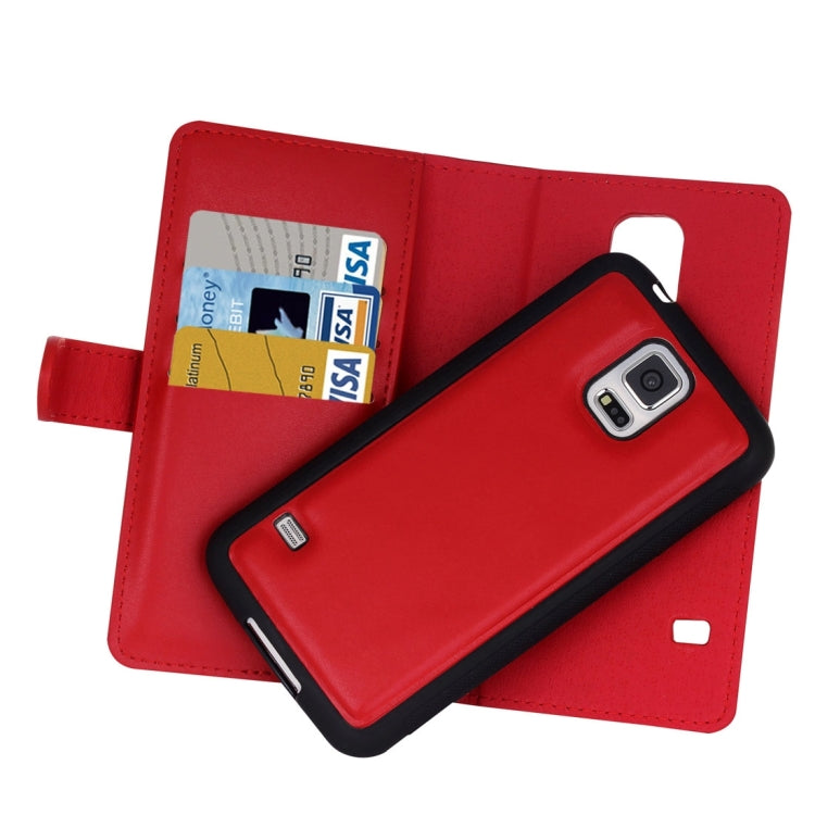 For Galaxy S5 Plain Weave Texture Zipper Horizontal Flip Leather Case with Detachable Back Protective Case & Card Slots & Wallet