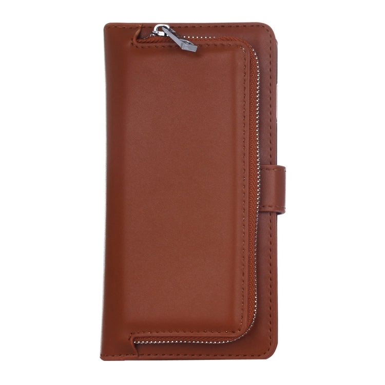 For Galaxy S5 Plain Weave Texture Zipper Horizontal Flip Leather Case with Detachable Back Protective Case & Card Slots & Wallet