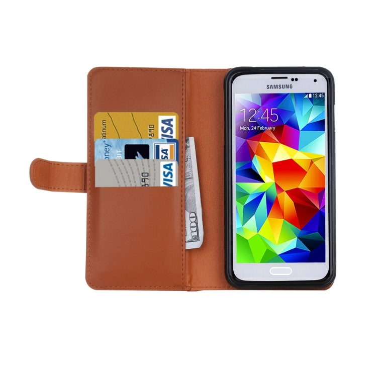For Galaxy S5 Plain Weave Texture Zipper Horizontal Flip Leather Case with Detachable Back Protective Case & Card Slots & Wallet