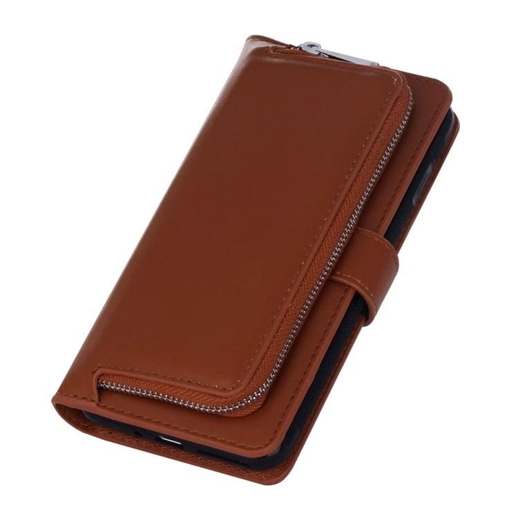 For Galaxy S5 Plain Weave Texture Zipper Horizontal Flip Leather Case with Detachable Back Protective Case & Card Slots & Wallet