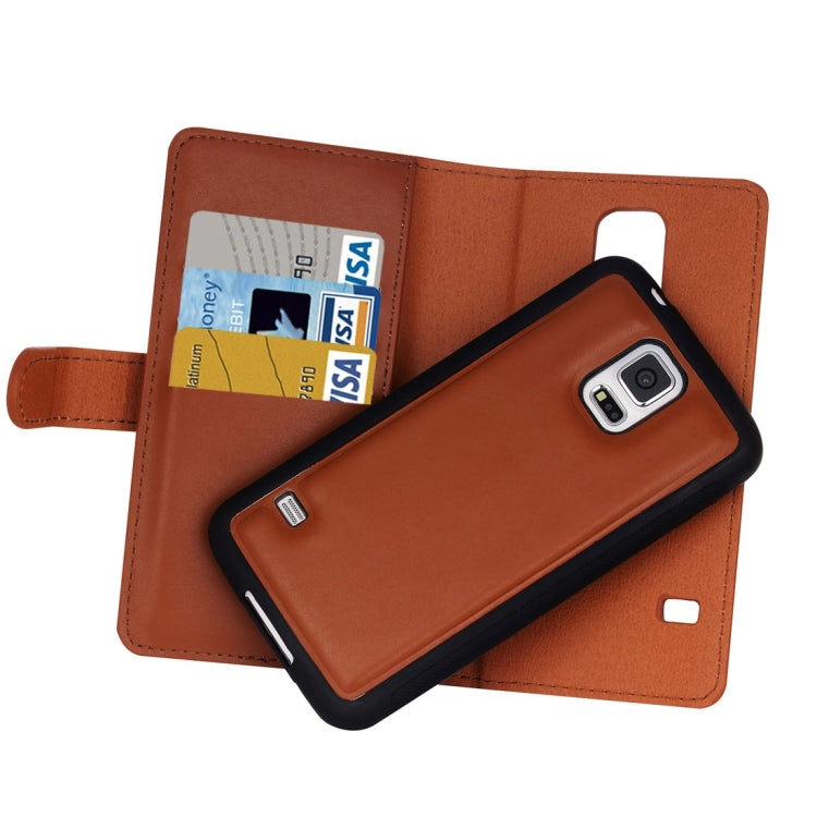 For Galaxy S5 Plain Weave Texture Zipper Horizontal Flip Leather Case with Detachable Back Protective Case & Card Slots & Wallet