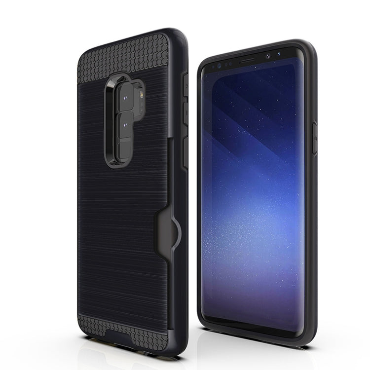 For Galaxy S9+ Brushed Texture Dropproof Protective Back Cover Case with Card Slot