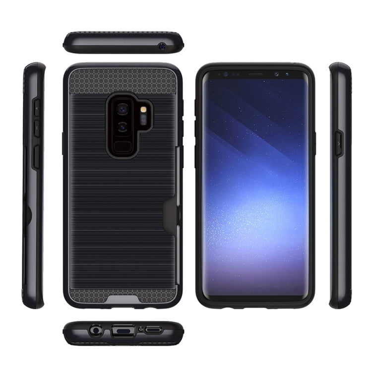 For Galaxy S9+ Brushed Texture Dropproof Protective Back Cover Case with Card Slot