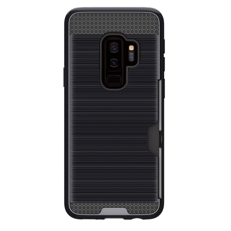 For Galaxy S9+ Brushed Texture Dropproof Protective Back Cover Case with Card Slot