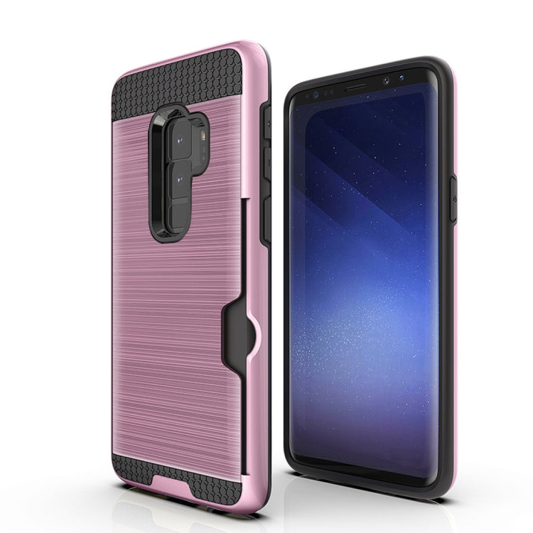 For Galaxy S9+ Brushed Texture Dropproof Protective Back Cover Case with Card Slot