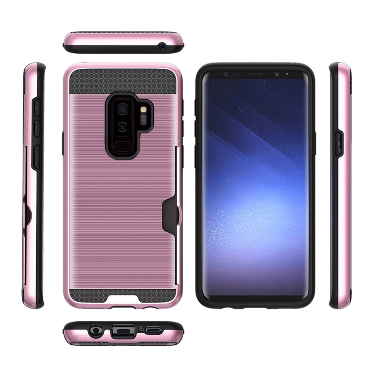 For Galaxy S9+ Brushed Texture Dropproof Protective Back Cover Case with Card Slot