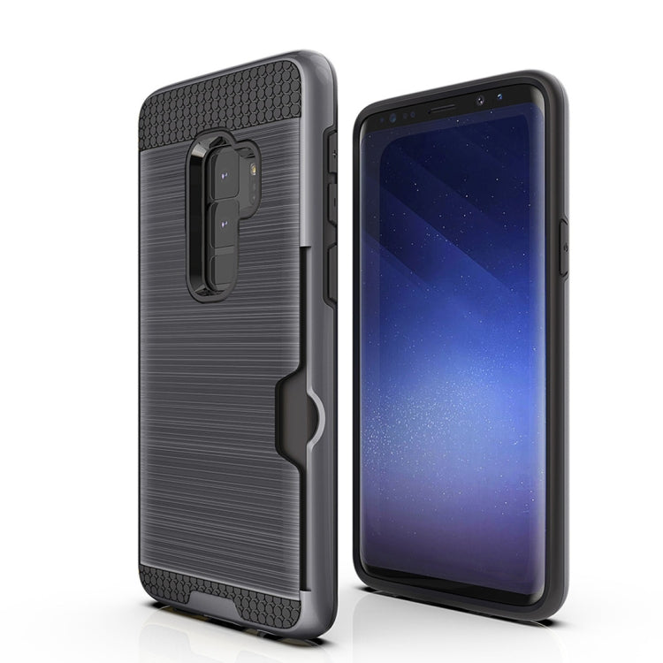For Galaxy S9+ Brushed Texture Dropproof Protective Back Cover Case with Card Slot