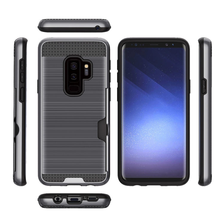For Galaxy S9+ Brushed Texture Dropproof Protective Back Cover Case with Card Slot