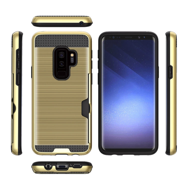 For Galaxy S9+ Brushed Texture Dropproof Protective Back Cover Case with Card Slot