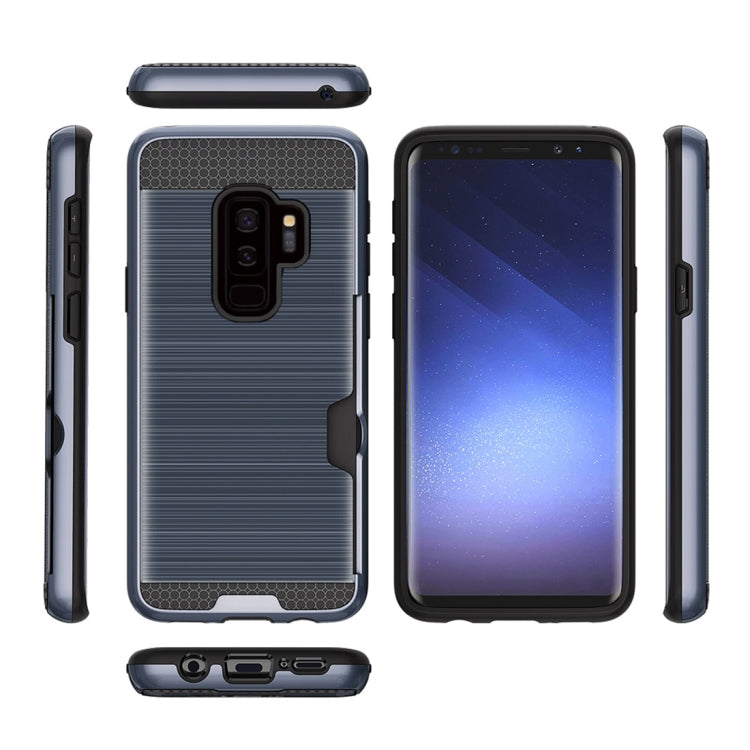 For Galaxy S9+ Brushed Texture Dropproof Protective Back Cover Case with Card Slot