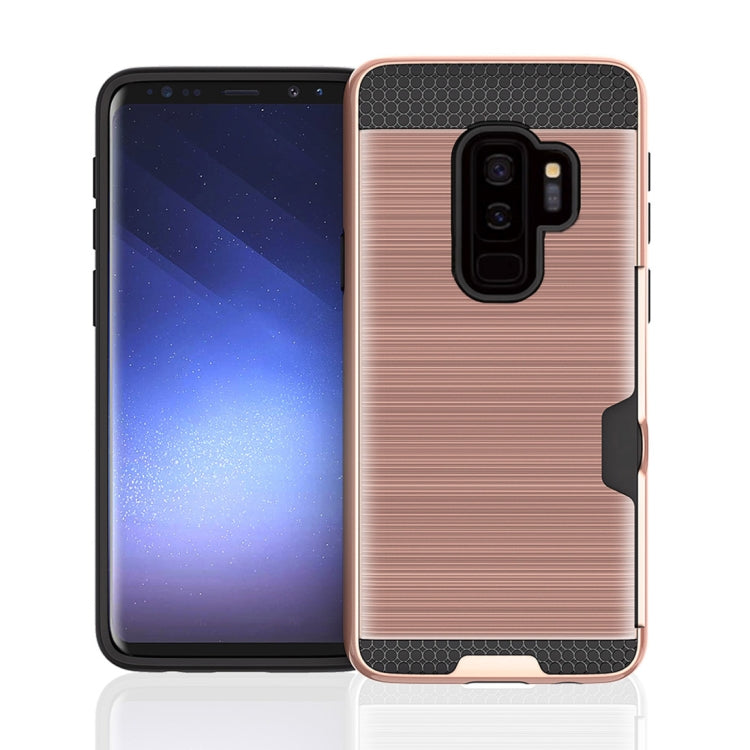 For Galaxy S9+ Brushed Texture Dropproof Protective Back Cover Case with Card Slot