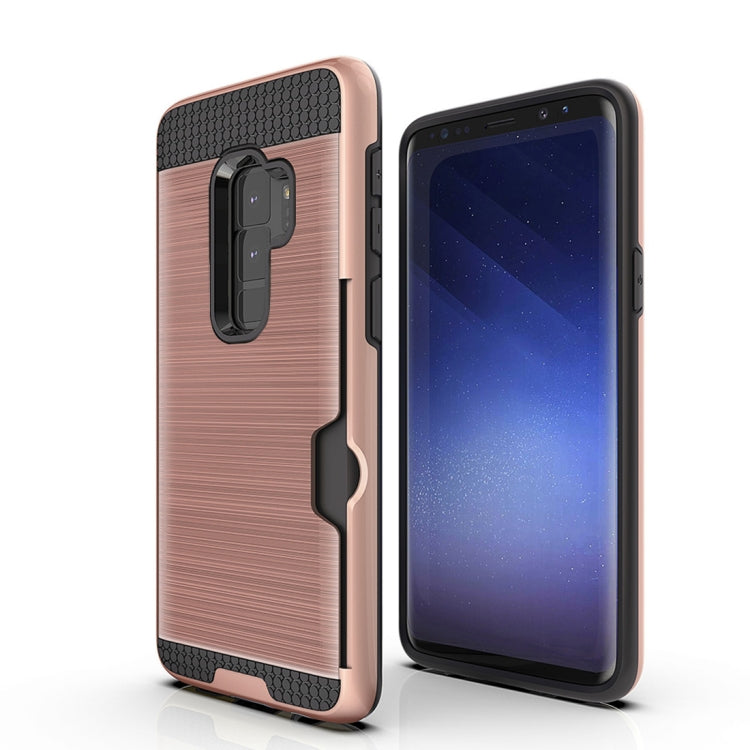For Galaxy S9+ Brushed Texture Dropproof Protective Back Cover Case with Card Slot