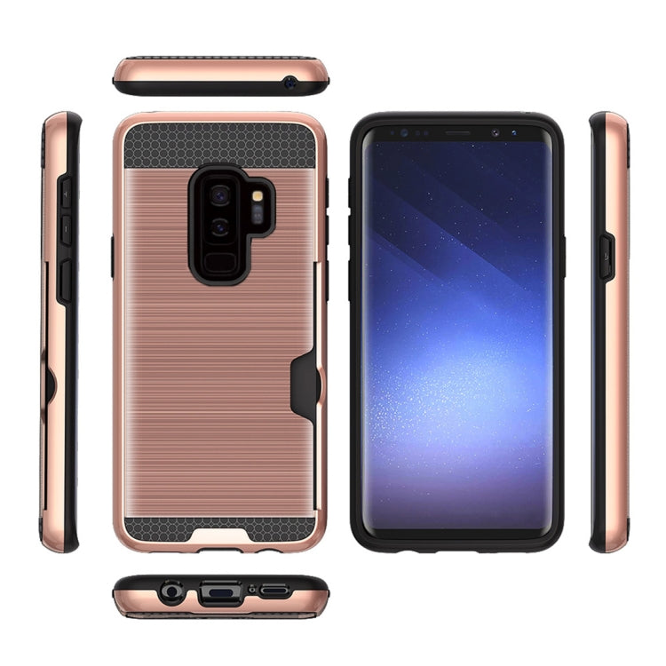 For Galaxy S9+ Brushed Texture Dropproof Protective Back Cover Case with Card Slot