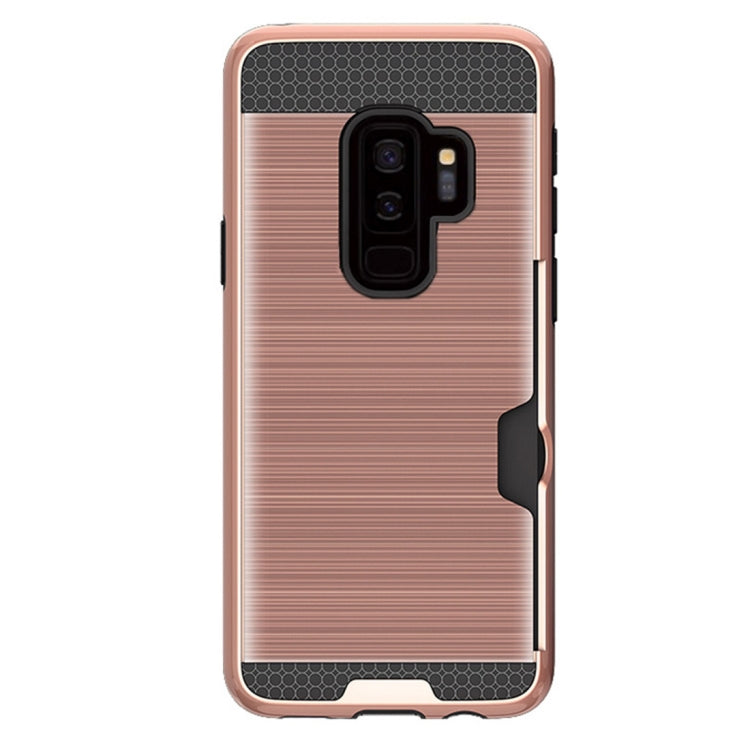 For Galaxy S9+ Brushed Texture Dropproof Protective Back Cover Case with Card Slot