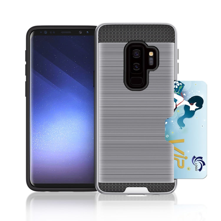 For Galaxy S9+ Brushed Texture Dropproof Protective Back Cover Case with Card Slot