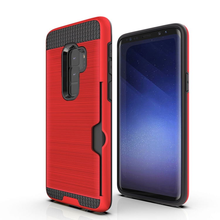 For Galaxy S9+ Brushed Texture Dropproof Protective Back Cover Case with Card Slot