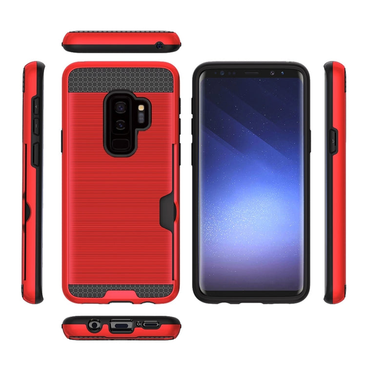 For Galaxy S9+ Brushed Texture Dropproof Protective Back Cover Case with Card Slot